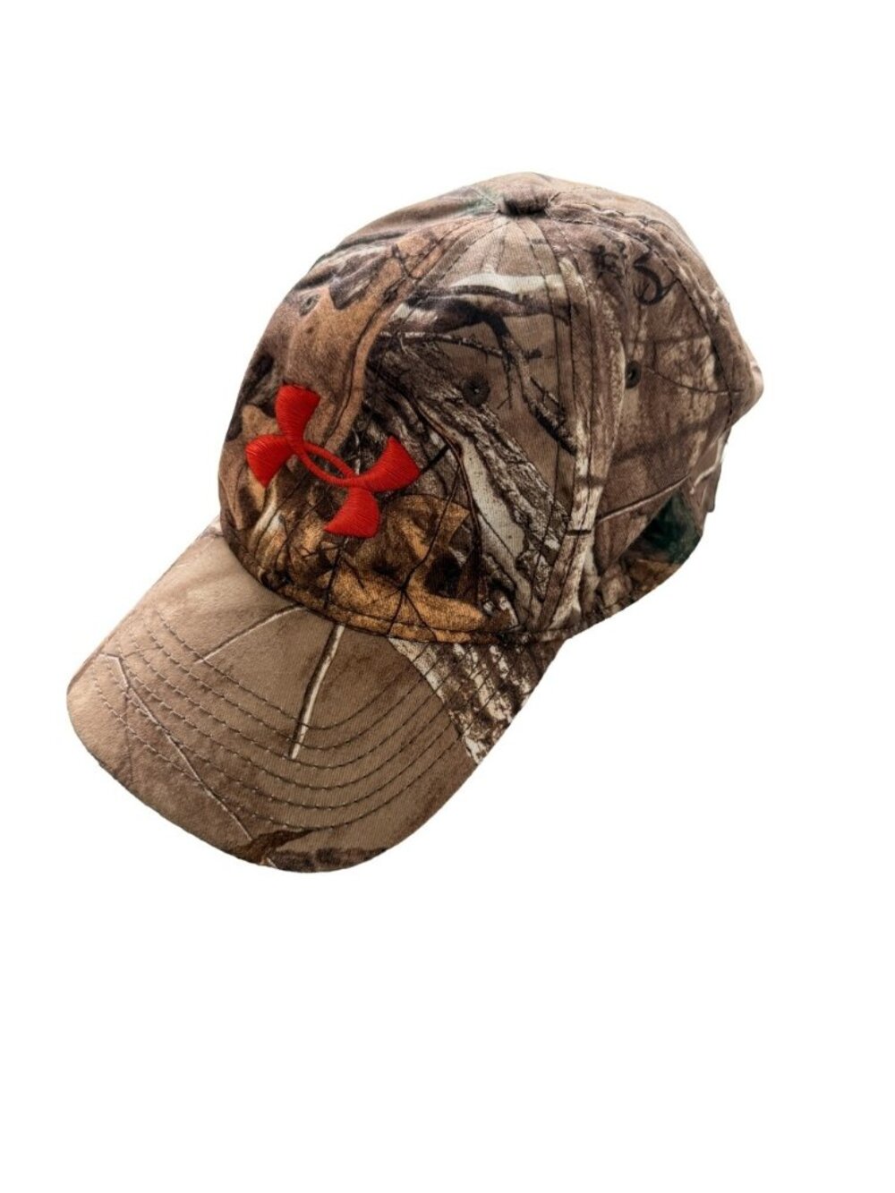 Under Armour Camo Realtree Snapback Hat Orange Logo Baseball Cap OSFA